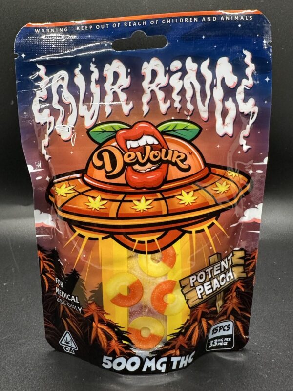 DEVOUR - SOUR RINGS - 500MG - POTENT PEACH - Imperial NYC 1