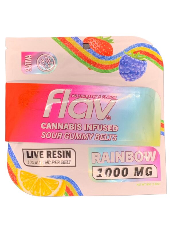 FLAV - CANNABIS INFUSED GUMMY BELTS - RAINBOW - 1000MG THC