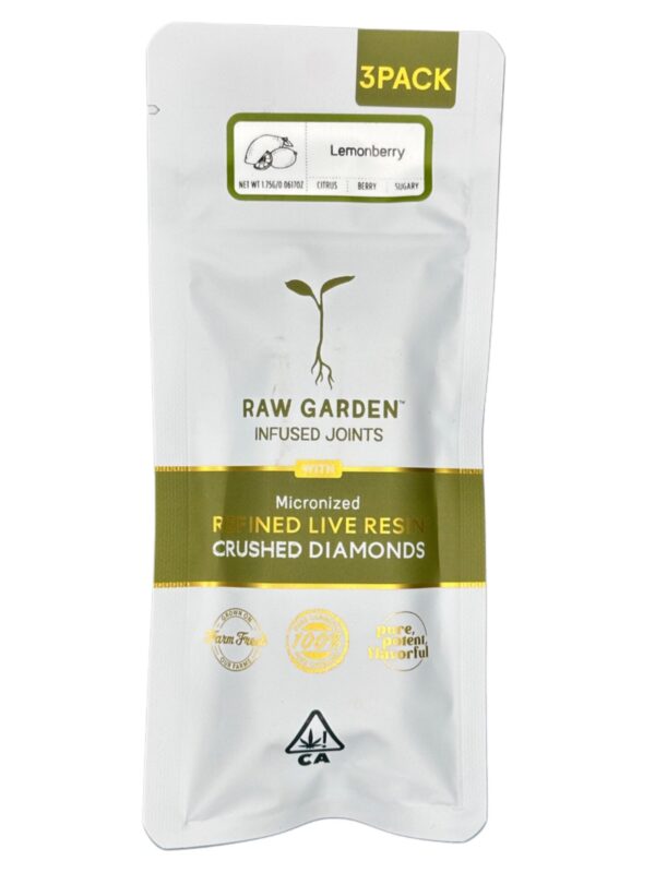 RAW GARDEN – REFINE LIVE RESIN + CRUSHED DIAMONDS INFUSED JOINTS (LEMON BERRY)