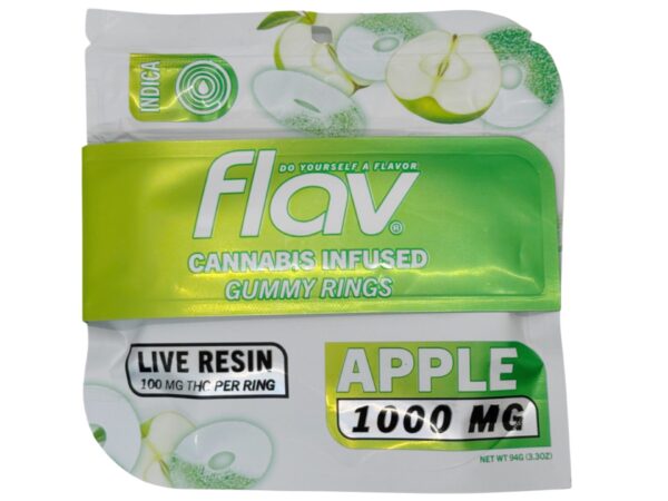 FLAV - CANNABIS INFUSED GUMMY RINGS - APPLE - 1000MG THC