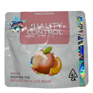 QUALITY CONTROL - INFUSED LIVE RESIN GUMMIES - 1000MG THC - PEACH RINGS