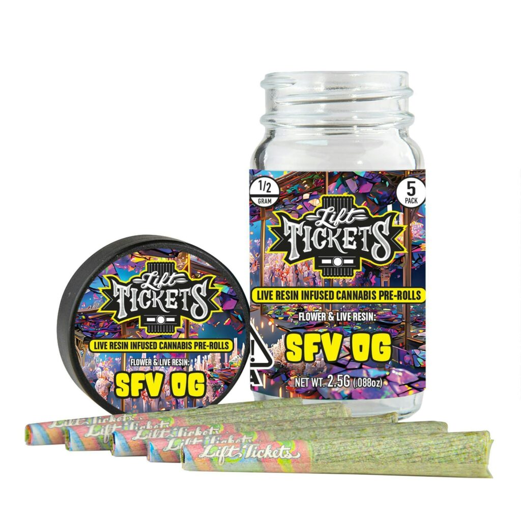 LIFT TICKETS - LIVE RESIN INFUSED PRE-ROLLS - SFV OG (INDICA)
