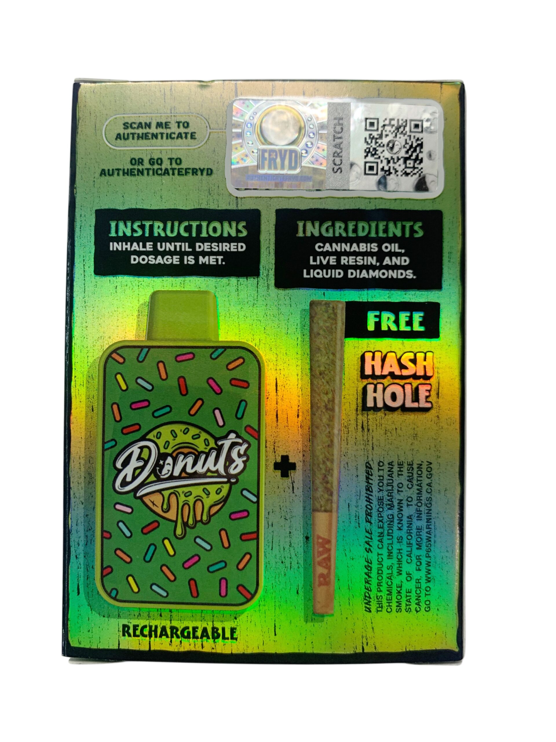 FRYD DONUTS – KEY LIME PIE – 2G DISPOSABLE + HASHHOLE PRE-ROLL - Image 2